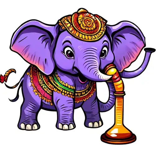 Cartoon Purple Elephant With Bong