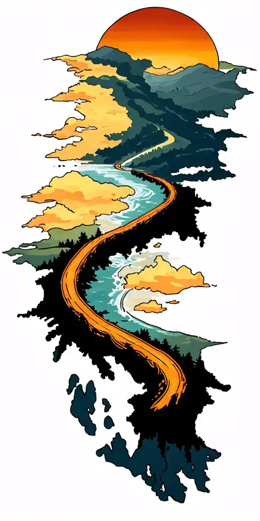 Windy Road Down The Middle Of Map