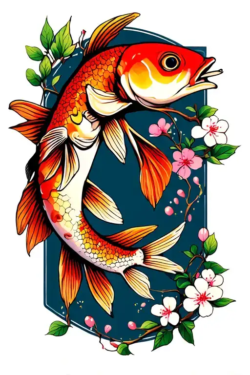 Fish And Cherry Blossoms