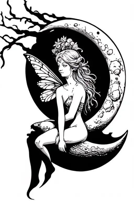 Fairy Sitting On Moon
