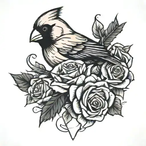 Cardinal And Roses