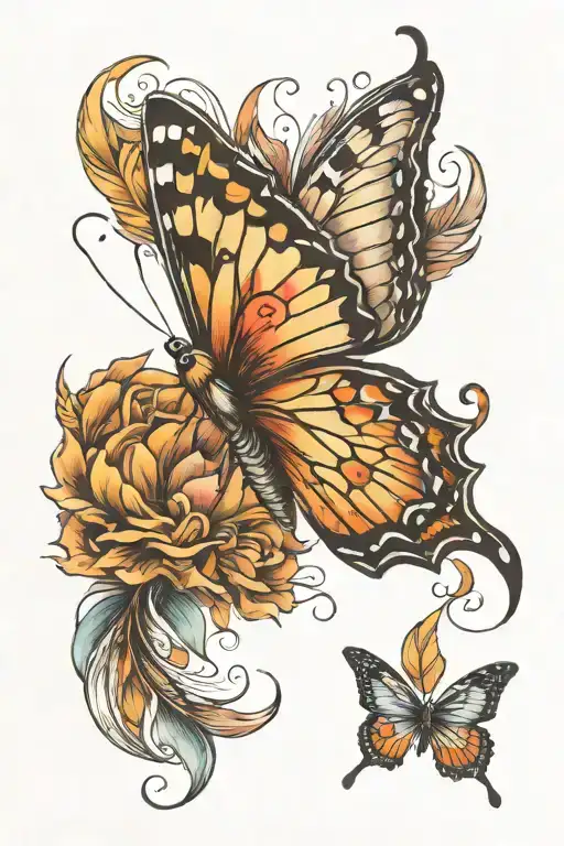 Butterly And Feathers Floating
