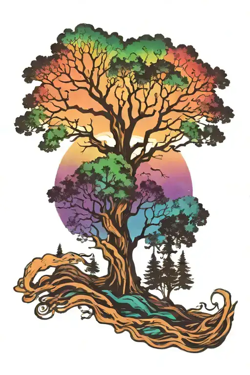 Northern Lights Over Tree Silhouette