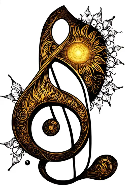 Bass Clef With Dotwork Ornaments Suncross