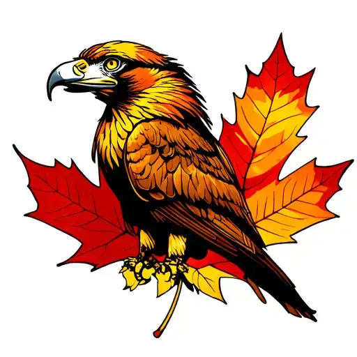 Philippine Eagle Biting Canadian Maple Leaf And Philippine Sun