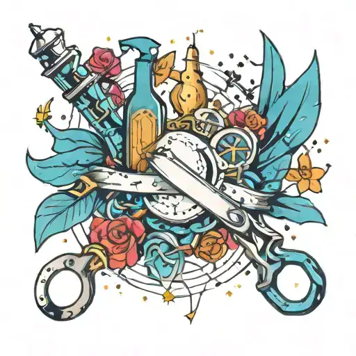 A Constellation Of Love-themed Symbols Intertwined With Pharmacy Tools