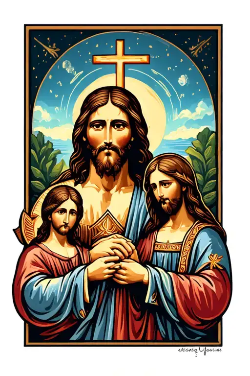 Jesus Family Holding Hands