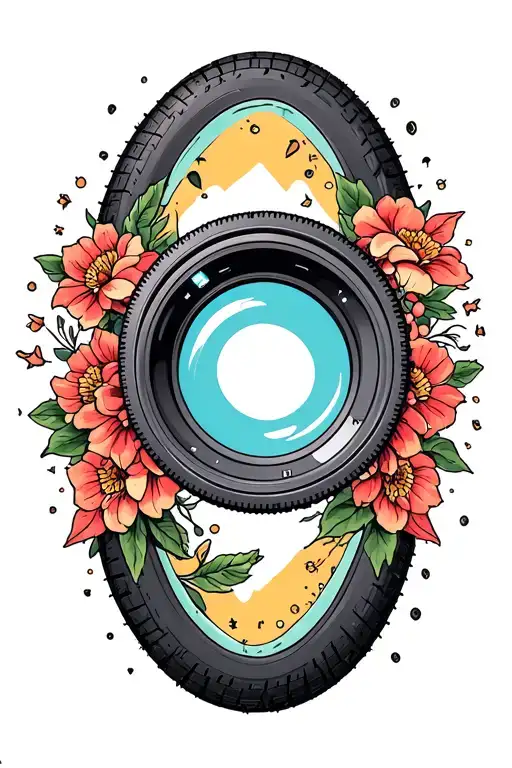 Bike Tire Camera Lens Surrounded