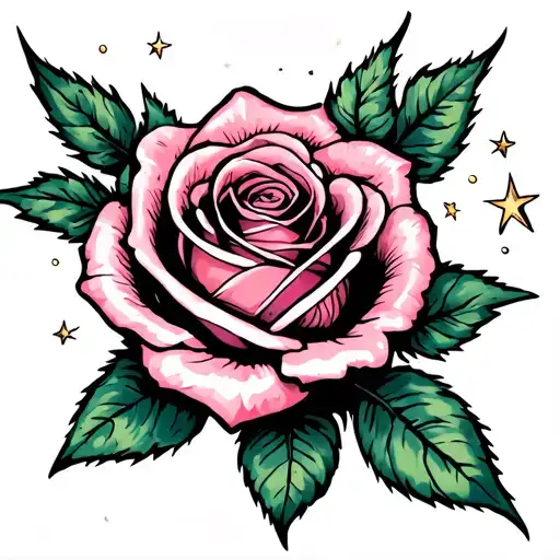 Rose With Stars And Soft Shading