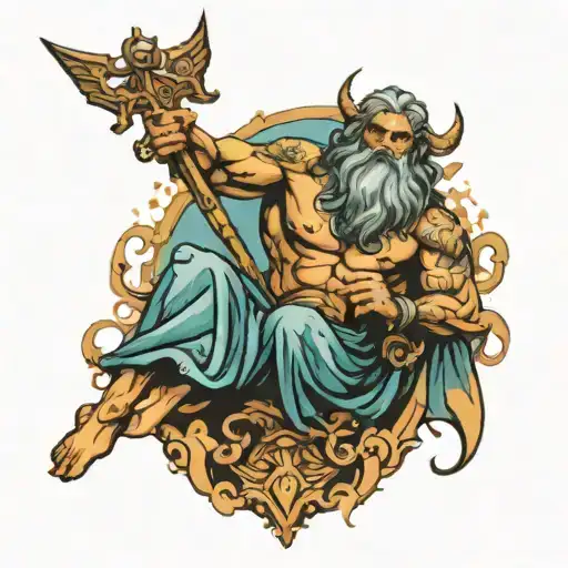 Poseidon Holding The Trident