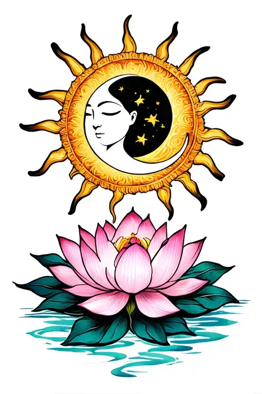 Lotus With Sun And Moon