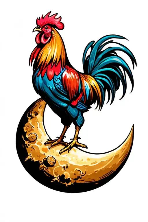 Cool Rooster On The Moon