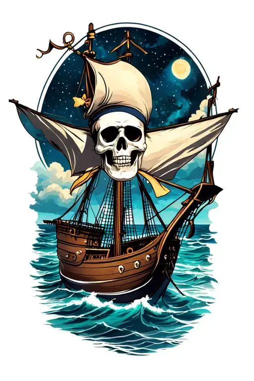 The Black Pearl Pirate Night Sky