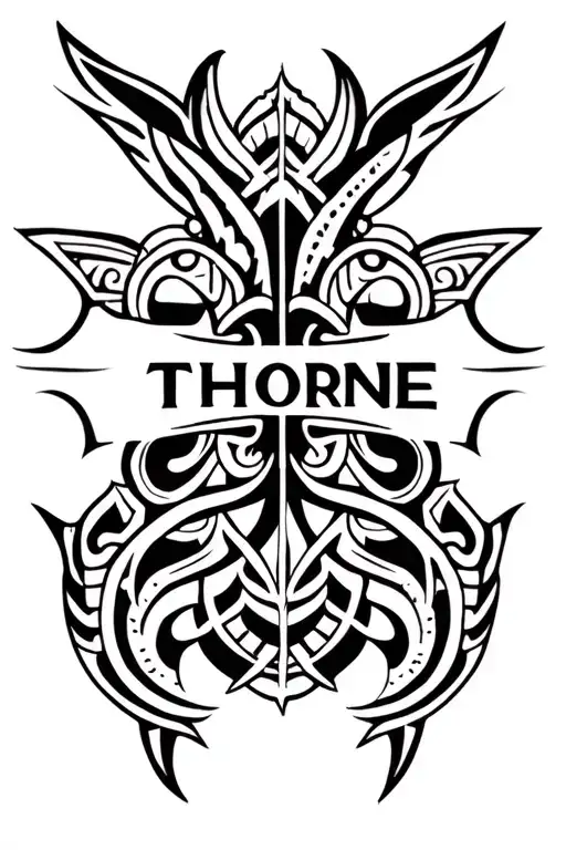 Maori Tattoo With Thorne Name In The Middle