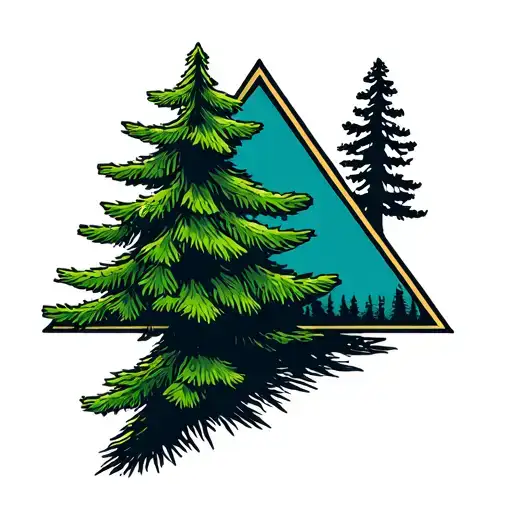 Simple Dark Triangle Shape Green Pine Tree
