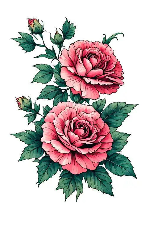 Carnation And Rose Flowers