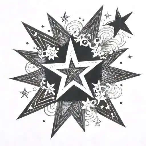 Small Black Backround And White Stars