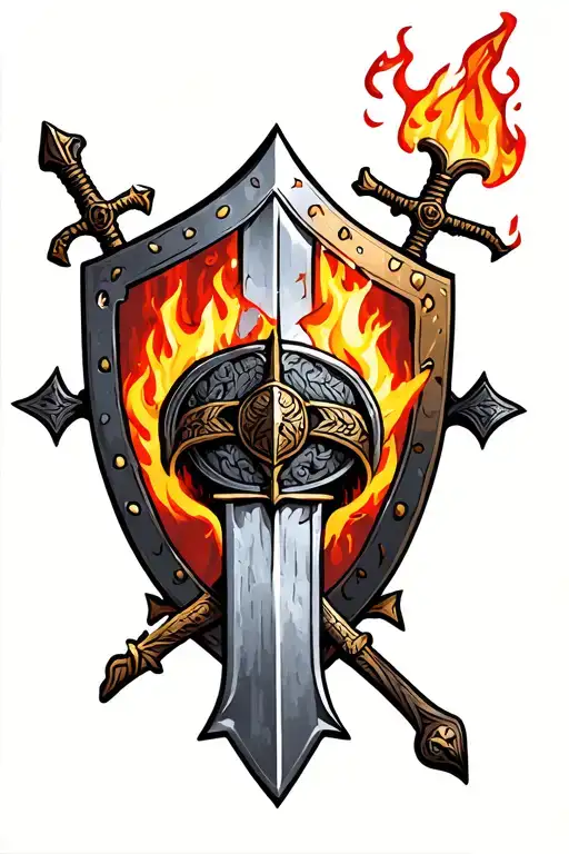 Swords Shield Gladiator Fire Glory