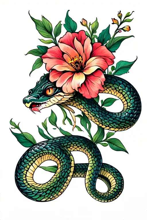 Flower With Snake Slithering