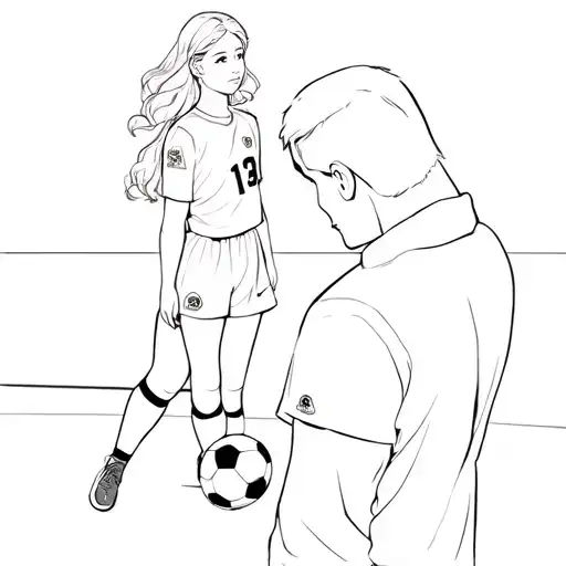 A Man And A Girl In A Soccer Field