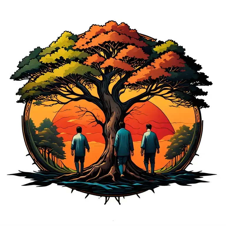 Tree Of Life Dad And Sons Walking