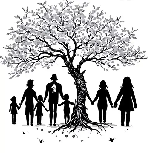 A Cherry Tree Of A Family Of 6 Dauthers And A Mother And Father
