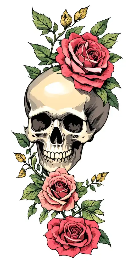 Small Skull Surrounded By Roses