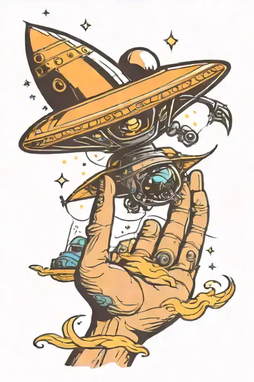 Ufo Pulling Someone Up While Doing Peace Sign
