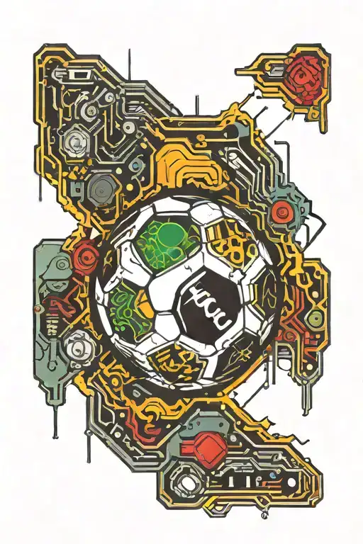 A Soccer Ball Morphing Into A Circuit Board Design