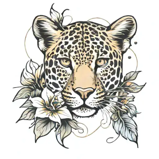 Leopard Print And Honeysuckle Flowers