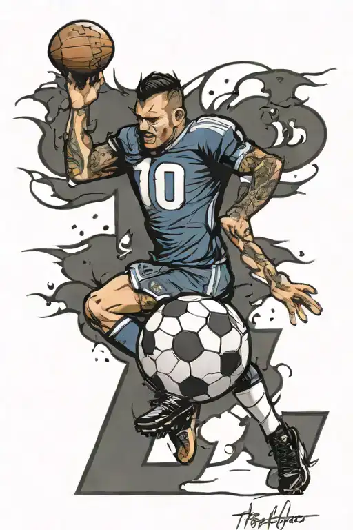 Football With Number 10