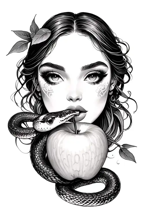 Eve Eating The Apple And Snake Coiled