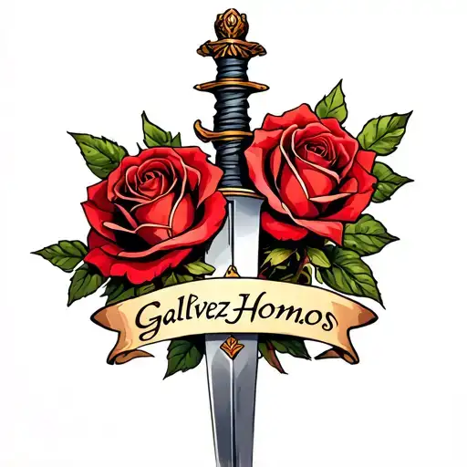 Roses And A Dagger With The Words Galvez Homos