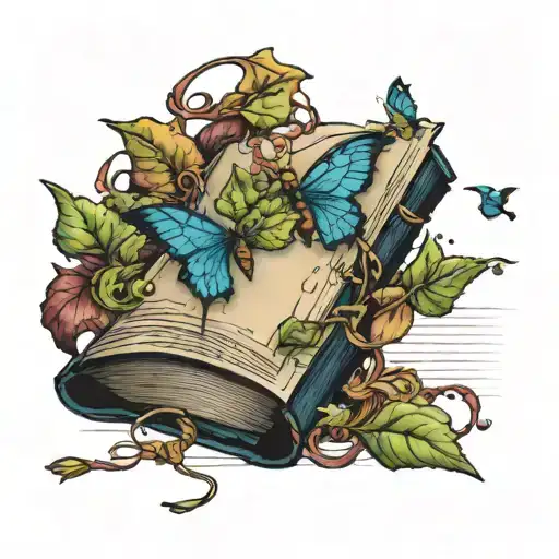 Open Book Flutter Pages With Magic Coming Out And Ivy Underneath