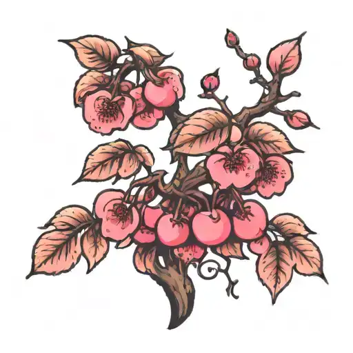 Cherry Tree With Pink Leaves Growing