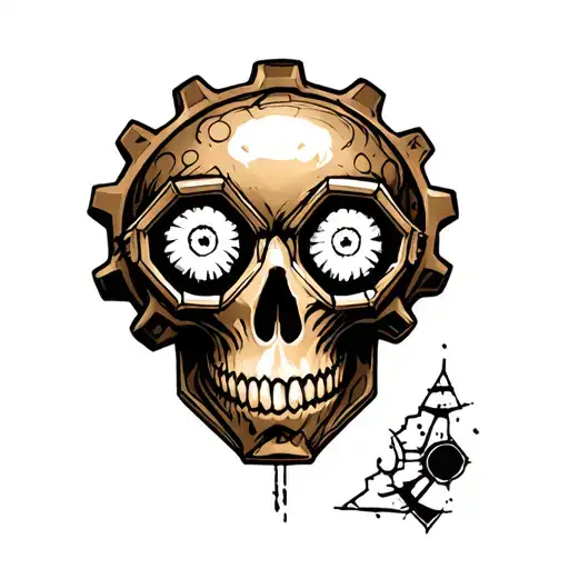 Gear Shaped Skull With Rhombus Shaped Eyes
