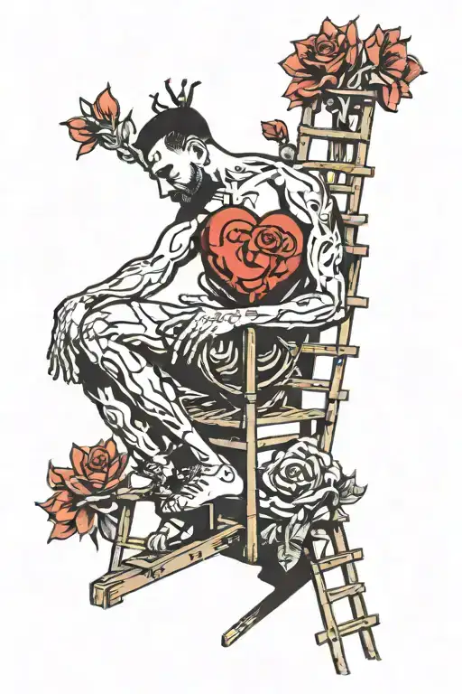 A Figure Reaching Into The Heart Of The Mind On A Ladder Of Feelings