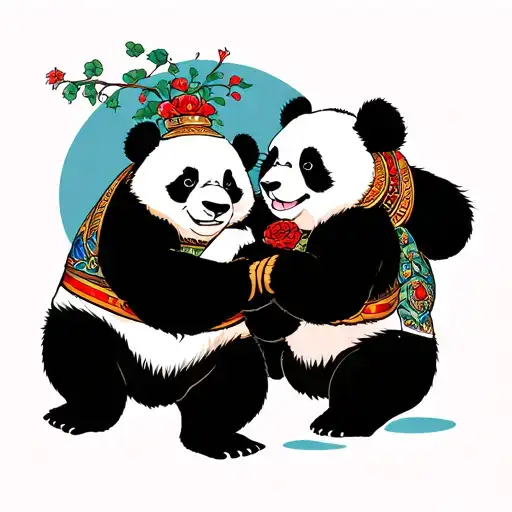 4 Pandas Playing