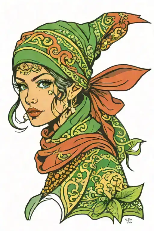 Woman With Green Bandana