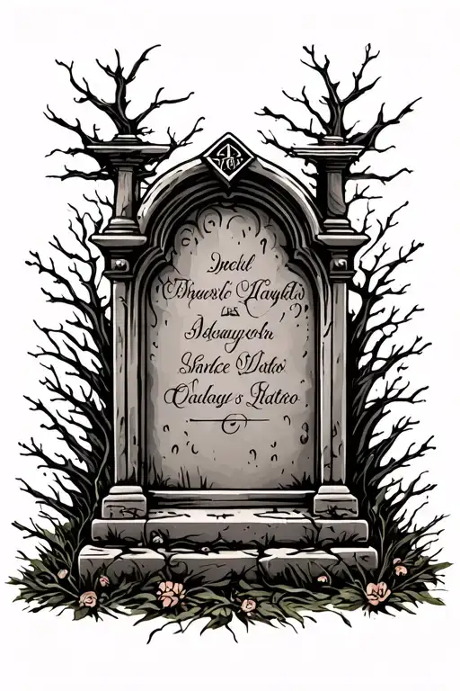 Grave Yard And Gravestone Engraved