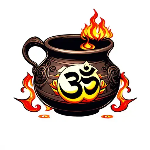 The Pot Transforming With Om Sign On The Pot