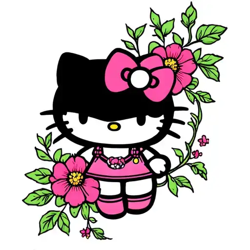 Hello Kitty On Flower Vines
