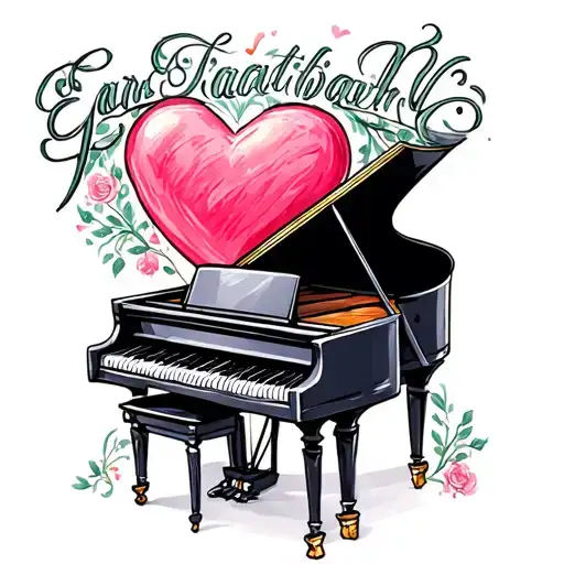 Piano With A Big Heart On End With My Kids Names
