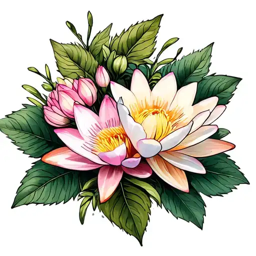 Water Lily And Primrose Bouquet