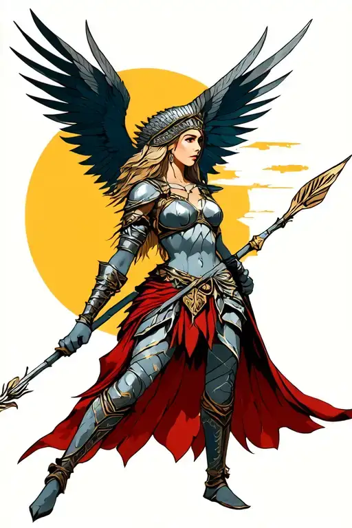 Valkyrie Warrior Wielding A Spear