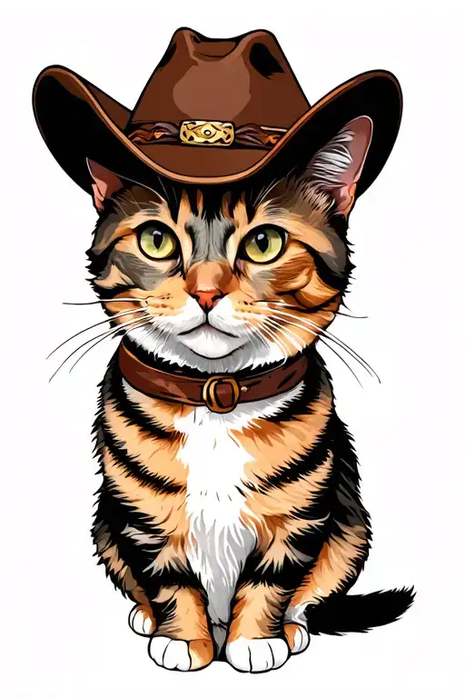 Cat With Cowboy Hat Portrait