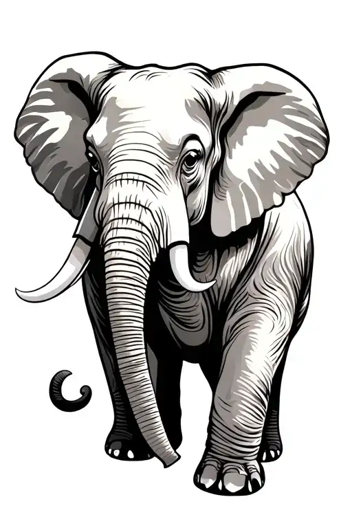 Elephant With Trunk Up