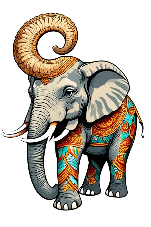 Elephant With Trunk Raised