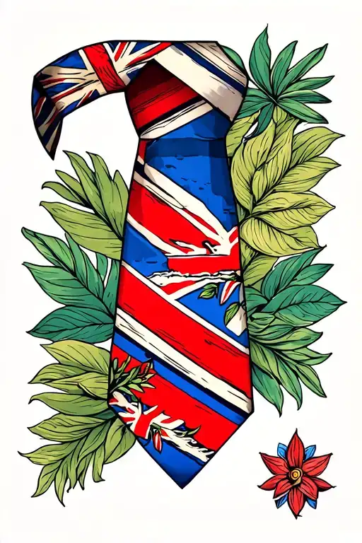 A Tatoo Of A Tie With Pictures Of Australia And Sydney Inside