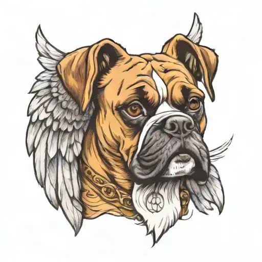 Brindle Crop Eared Boxer Dog With Feathered Wings